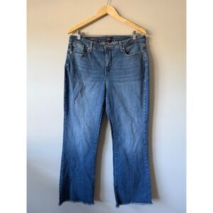 NYDJ Barbara Bootcut Jeans Blue Lift‎ Tuck Raw Hem Womens Size 12 High Rise